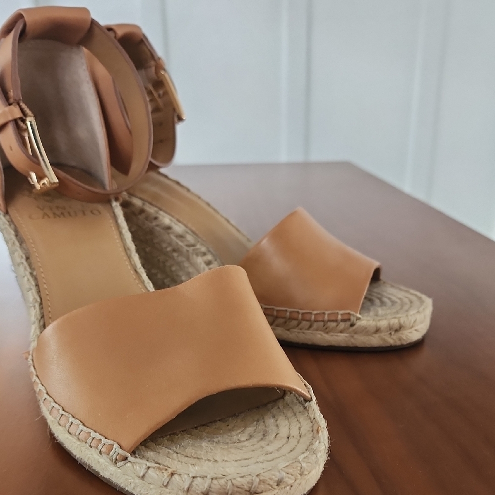 Vince Camuto Tan Espadrille Sandals with Leather Strap